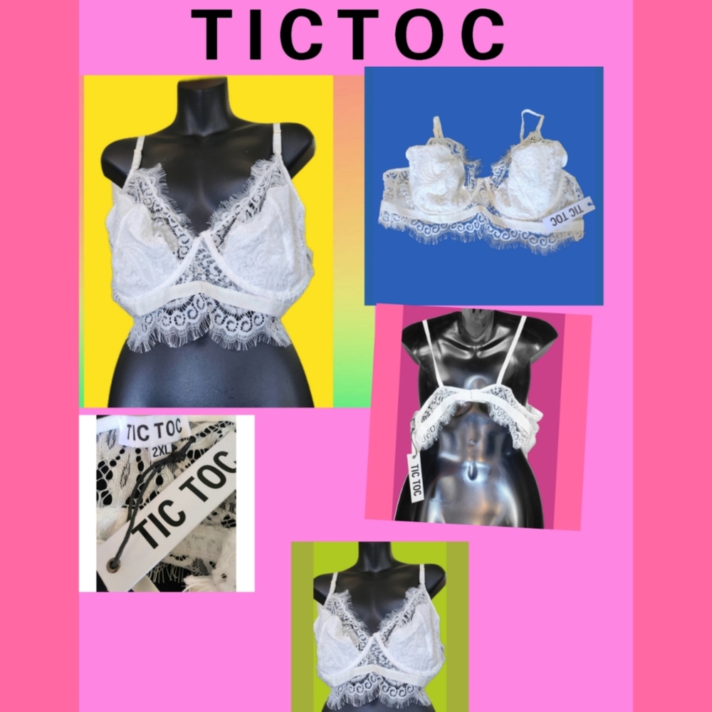 TIC TOC WHITE LACE BRALETTE SIZE 2XL BRAND NEW WITH TAGS